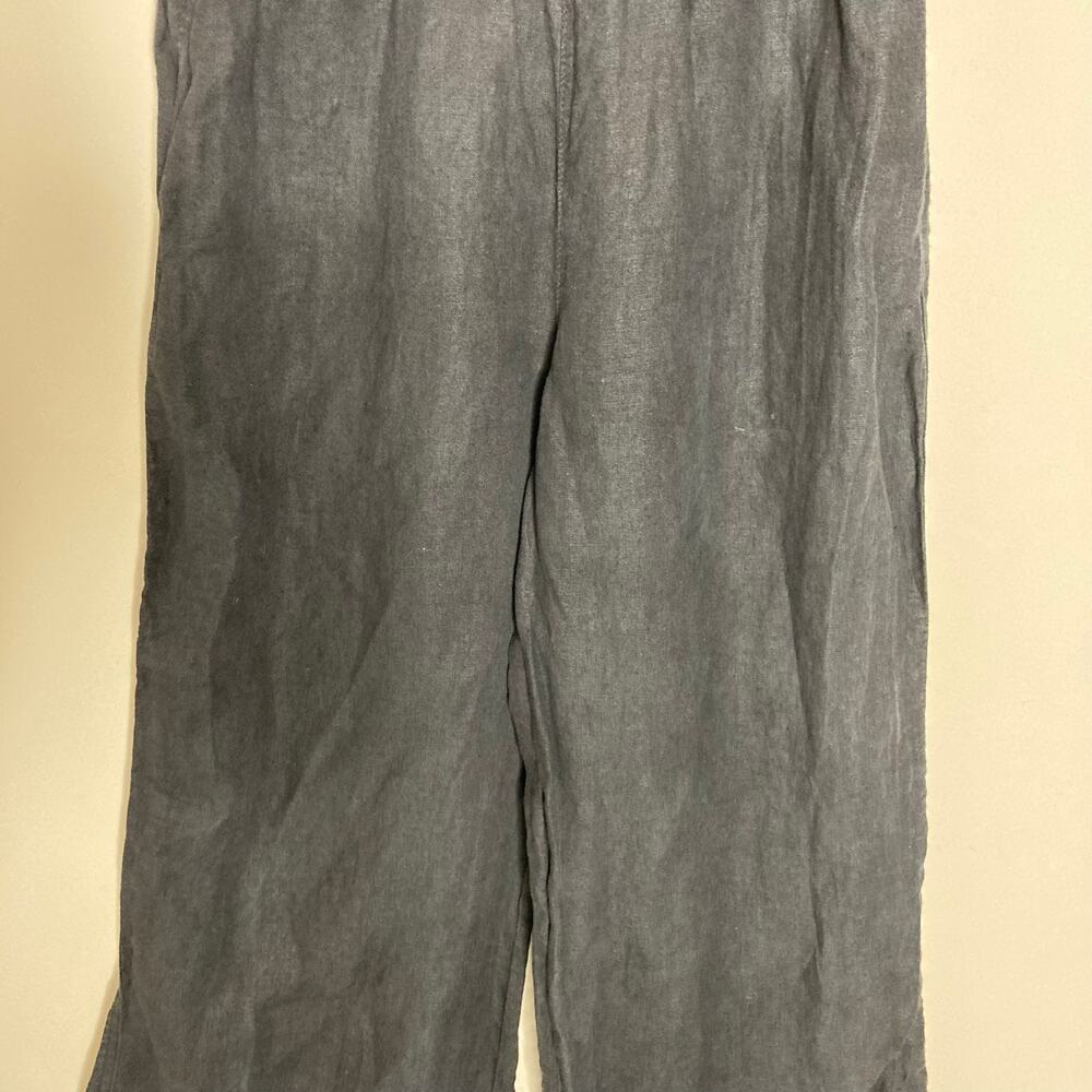 Bella Dahl Summer 100% Linen Roll Over Pants Palazzo Wide Leg Black Womens Sz M - Picture 16 of 16
